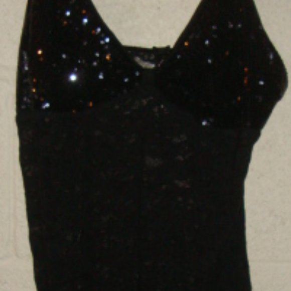 NEW Victoria's Secret Black Stretch Lace with Sequins Chemise Slip Nightgown - Picture 2 of 3